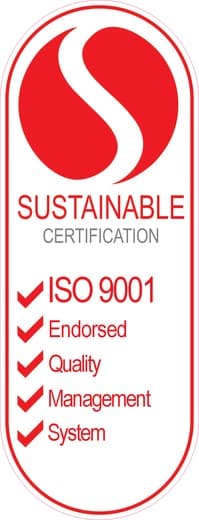 ISO 9001:2015 certification mark issued by Sustainable Certification Pty Ltd